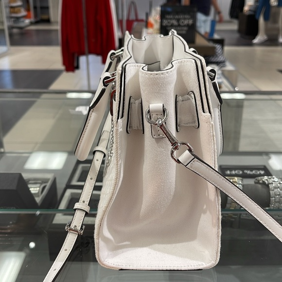 Michael Kors Hamilton Sm Logo Embossed Washed Denim Satchel Cross
Opt White 
NWT - Picture 8 of 16